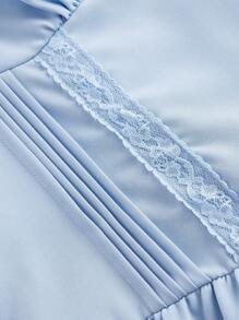 SHEIN MOD White Front Striped Bra Cup Lace Splicing Backside Tie-Up Cropped Mini Dress - Baby Blue - View 4