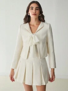 Enchnt Romantic Fall Holiday Apricot Princess Daily Pleated Skirt,Office Wear&Everyday Date&Teacher Clothes& Girly Fitted,For Halloween & Christmas Party