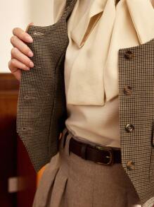 Vintamour Vintage Classic College Style Women's Vest, Four Seasons Fit, Pockets & Button Decor, Coffee Color Maillard Women Vest Thanksgiving Women New Years Winter Clothes For Women New Years Women - Coffee Brown - View 6