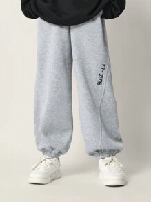 SUMWON 2923 Streetwear Skater Style Athletic Jogger Pants With Side Logo Elastic Cuffs Winter Fall Casual Sport Active Wear Youth Urban Fashion - Grey - View 3