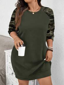 SHEIN LUNE Sweat-shirt casual ample pour femmes avec motif camouflage minimaliste sur les épaules dénudées, pour l'automne/hiver