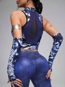 Innovista 女士无袖休闲户外 T 恤和背心，简约设计，正面拉链 - 藍色 - 查看 12