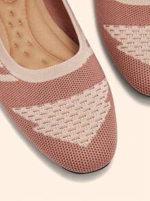 CUCCOO BASICS Colorblock Flat Casual Loafers For Women For Christmas And New Year Holiday Vibe Fall And Winter - Dusty Pink - View 7