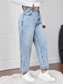 Firerie 大码直筒锥形及踝长牛仔裤，蓝色 - 藍色 - 查看 4