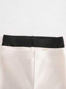 Cozy Pixies Baby Girl 2pcs Snug Fit Pajama Set - Solid Color Knit Soft Round Neck Long Sleeve Top And Long Pants - Black and White - View 6