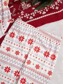 青少年男孩圣诞老人印花长袖和裤子睡衣套装，紧身 - 彩色 - 查看 8