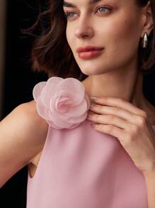 MOTF PREMIUM SOLID REMOVABLE STEREO FLOWER DETAIL MERMAID HEM LONG DRESS WITHOUT BELT