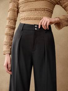 MOTF PREMIUM SOLID FOLD PLEATED WIDE LEG SUIT PANTS - Grey - View 3