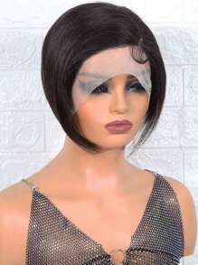 Direto Corte Pixie Curto Humano Perucas De Cabelo 1B Real Acessível Cabelo Substituição Peruca Barato Uso Diário Peruca Para Principiante Amigável Natural Preto Cor - Natural Black - Ver 7