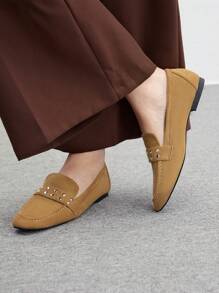 CUCCOO BIZCHIC New Slip-On Flat Loafers, Suitable For Party And Daily Commute, Women Fashion Casual Shoes Fall - Brown - View 1