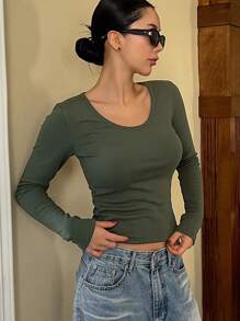 Dazy Star Women Casual Solid Color Fleece T-Shirt, Autumn/Winter