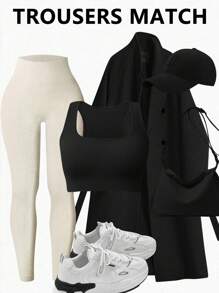 Yoga Basic Leggings da donna in tinta unita, vita alta, attillati, casual per uso quotidiano