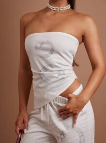 COSMINA 2 件套优雅米色印花女装，适合秋冬季 - 米色 - 查看 3