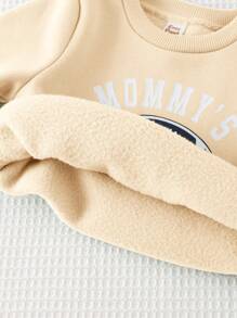 Cozy Pixies 2pcs/Set Baby Boy Letter Print Round Neck Long Sleeve Hoodie And Elastic Waist Pants Outfit
