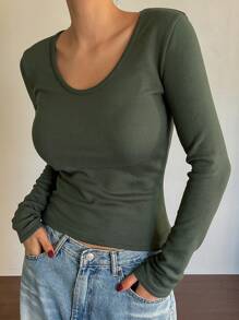 Dazy Star Women Casual Solid Color Fleece T-Shirt, Autumn/Winter