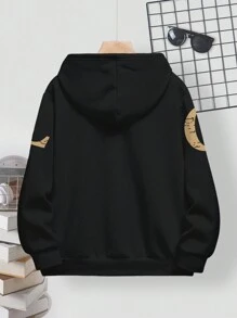 SHEIN Tween Boy Casual Loose Comfortable Cool Motorcycle Punk Bear Graphic Print Long Sleeve Sweatshirt, Suitable For Autumn/Winter - Multicolor - View 5