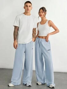 Manfinity VCAY Unisex Drawstring Waist Straight Leg Knitted Pants