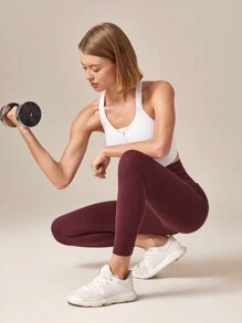 GLOWMODE Quần bó cài nút FeatherFit™-Sculpt 24" Corset cạp cao siêu cao, tập luyện chạy bộ cường độ trung bình hàng ngày tại phòng tập - Màu Đỏ Sâu - Xem 9