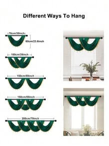 1 tấm rèm cửa ren hoa thanh lịch, rèm cửa sổ lượn sóng phong cách châu Âu tối giản hiện đại, thích hợp cho các sự kiện, tiệc tùng, phòng khách, cửa sổ và cửa ra vào phòng ngủ, đồ trang trí ngày lễ - Màu xanh lá cây đậm - Xem 3