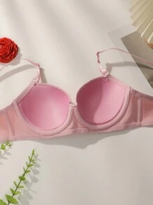 女士纯色细肩带文胸，带钢圈和三角内衣，4 件套，2 包 - 彩色 - 查看 5