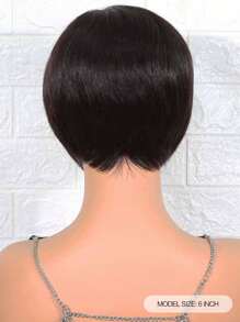 Direto Corte Pixie Curto Humano Perucas De Cabelo 1B Real Acessível Cabelo Substituição Peruca Barato Uso Diário Peruca Para Principiante Amigável Natural Preto Cor - Natural Black - Ver 6