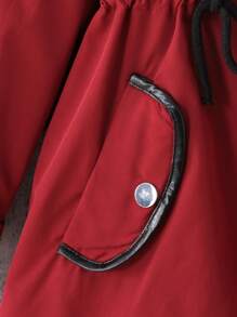 SHEIN Leap Crew Veste de plein air amples pour filles pré-adolescentes, à capuche, doublée de thermique épaissie, manches longues avec taille resserrée, pour l'automne/l'hiver