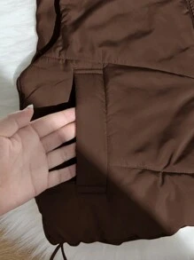 Comfortcana سترة صغيرة منفوخة بلون أحادي كاجوال للنساء، خريف/شتاء
