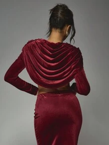 MISSGUIDED Crop top à manches longues en velours