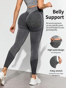 SHEIN 孕妇拼色高腰无缝紧身打底裤，适合孕妇 - 灰色 - 查看 1