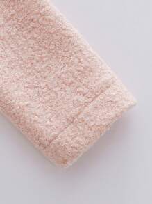 SHEIN 青少年女孩毛茸茸领子系带保暖优雅外套