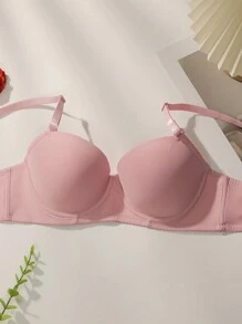 女士纯色细肩带文胸，带钢圈和三角内衣，4 件套，2 包 - 彩色 - 查看 3