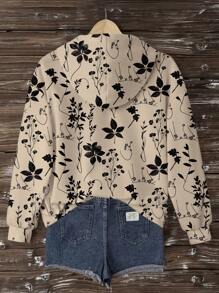 SHEIN LUNE 女士休闲花卉印花连帽运动衫，适合秋冬季 - 彩色 - 查看 2