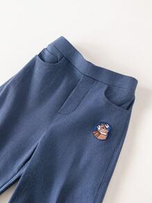 PrepCrw Young Boys' School Style Elastic Waist Blue Woven Pants, Autumn/Winter - Blue - View 3