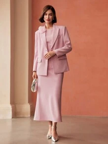 MOTF PREMIUM SOLID REMOVABLE STEREO FLOWER DETAIL MERMAID HEM LONG DRESS WITHOUT BELT