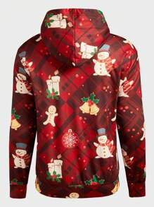 Manfinity VCAY 男士针织圣诞铃铛印花修身插肩袖连帽运动衫，适合秋冬季，保暖内衬保暖夹克，圣诞夹克