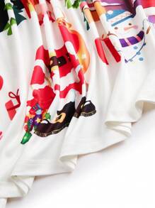 SHEIN Clasi Váy ren đen in hình ông già Noel cỡ lớn cho ngày lễ Giáng sinh - Đen và trắng - Xem 7