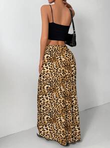 INAWLY Váy họa tiết da báo cạp thấp thời trang đa năng mùa thu dành cho nữ - Màu vàng - Xem 2