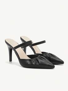 CUCCOO CHICEST 女士银色高跟露趾凉鞋，优雅法式露跟鞋，2024 年春夏新品 - 黑色 - 查看 5