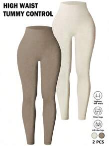 Yoga Basic Leggings da donna in tinta unita, vita alta, attillati, casual per uso quotidiano