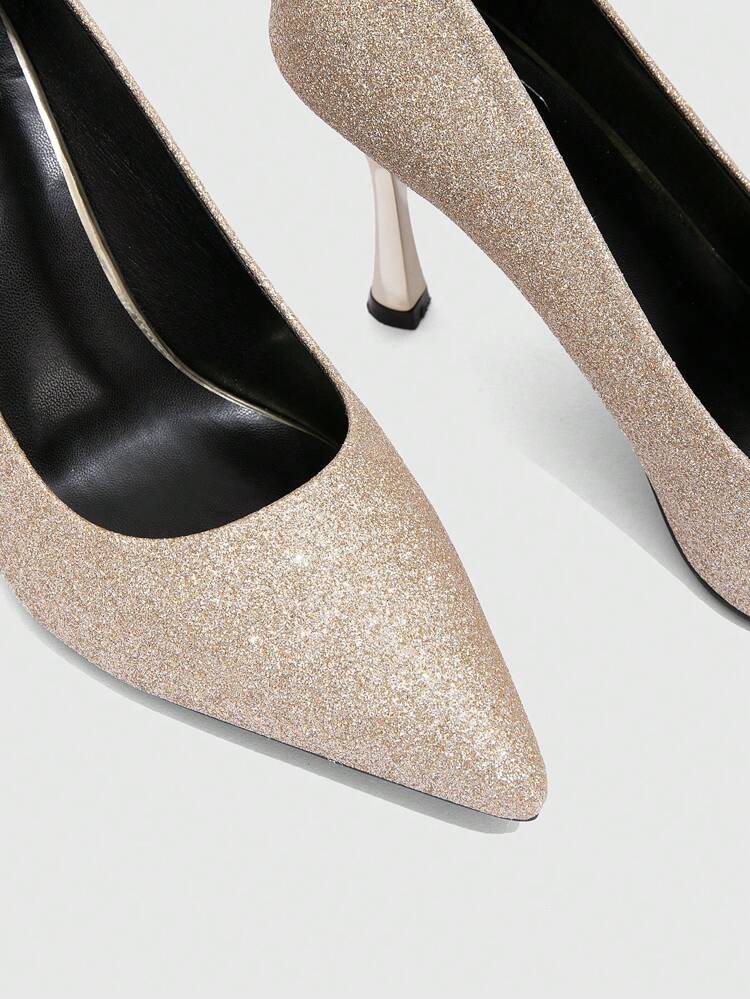 CUCCOO SZL Pointed Toe Slim High Heel Fashionable Sparkling Stylish Formal Party Office Wear High Heels For Women Valentine's Day