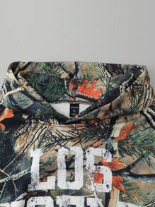 ROMWE MEN Street Life Men's Layered Wide Sleeve Hoodie, Street Style - Green - View 6