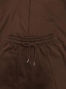INAWLY 2pcs Women Solid Color Casual Jacket And Pants Set, Autumn/Winter