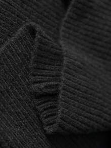 Maweii Plus Size Women Autumn/Winter Casual Solid Color Bodycon Ribbed Mesh Contrast Sweater Dress Fall Cloth For Women - Black - View 7