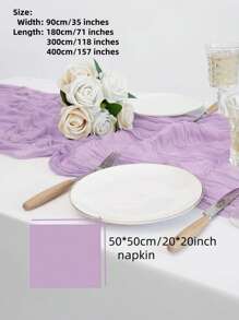 1 chiếc khăn trải bàn vải thưa 35 * 71/118/157 inch và khăn ăn, khăn trải bàn vải thưa Bohemia, khăn trải bàn trong suốt kiểu nông thôn, khăn trải bàn phong cách Bohemian thích hợp để trang trí cổng vòm đám cưới, cổng vòm sân vườn, tiệc cô dâu, hoàn hảo cho đám cưới, lễ hội, ngày lễ, tiệc sinh nhật, trang trí, trang trí nhà cửa (nhiều màu sắc có sẵn) làm quà tặng Giáng sinh cho ngày lễ - Màu tím  Violet - Xem 4