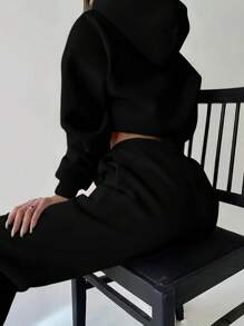 INAWLY 2 件女式连帽运动衫和抽绳腰袋运动裤套装，休闲运动套装