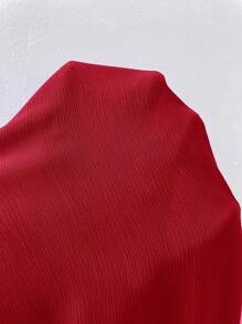 SHEIN Clasi Women's Solid Notched Neck White Blouse - Red - View 7