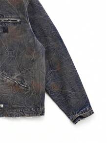 NEON BLANC Men's Retro Washed Denim Long Sleeve Jacket