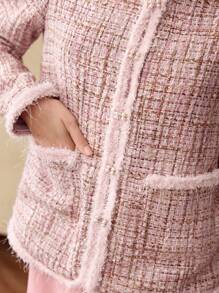 MOTF PREMIUM TWEED PATCH POCKET CONTRAST TRIM JACKET - Pink - View 3