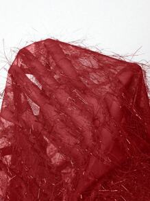 SHEIN Unity Blus Seksi Ukuran Besar dengan Detail Kerutan di Pinggang dan Rumbai, Atasan Peplum untuk Pakaian Musim Gugur dan Tahun Baru - Merah - View 8