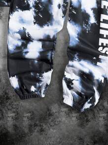 SHEIN Teen Boy Tie-Dye Letter Print Pocket Hoodie & Sweatpants 2 Pieces Casual Set - Multicolor - View 7